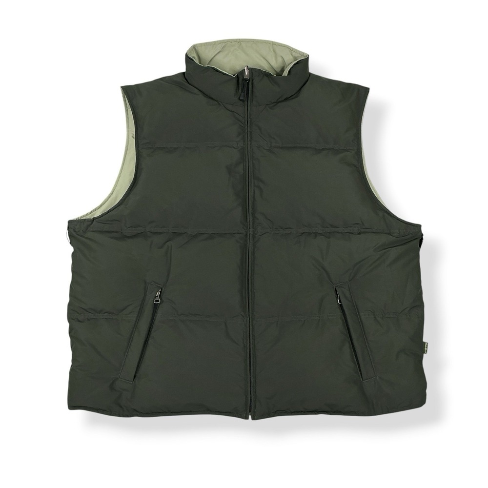 Eddie Bauer Vest Mens XXXL Green Reversible Goose Down Puffer Quilted